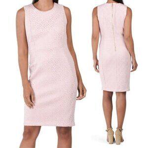 Carmen Marc Valvo Size 10 Blush pink sheath dress with textured gold design NWT